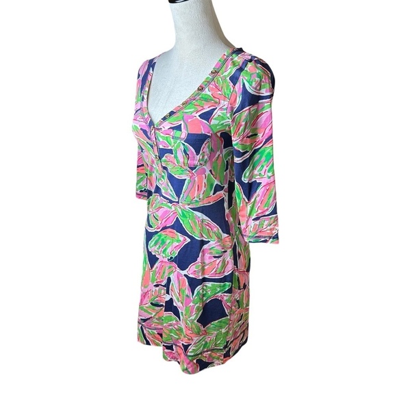 Lilly Pulitzer Vias Palmetto Mini Dress XS Pima Cotton Beach Tropical Resortwear - Picture 4 of 8